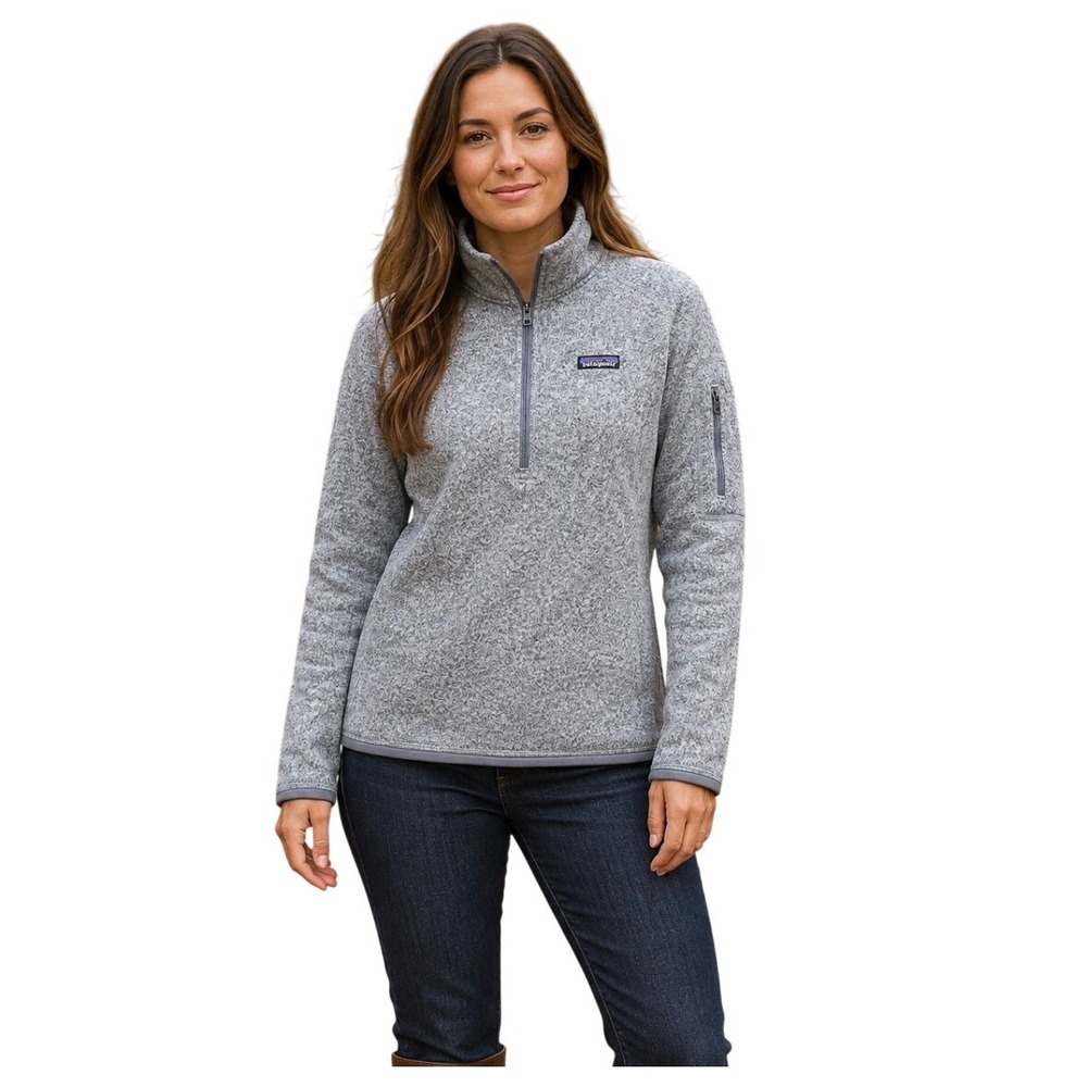 Patagonia Better Sweater 1/4 Zip Pullover Jacket Grey Medium Heathered Fleece